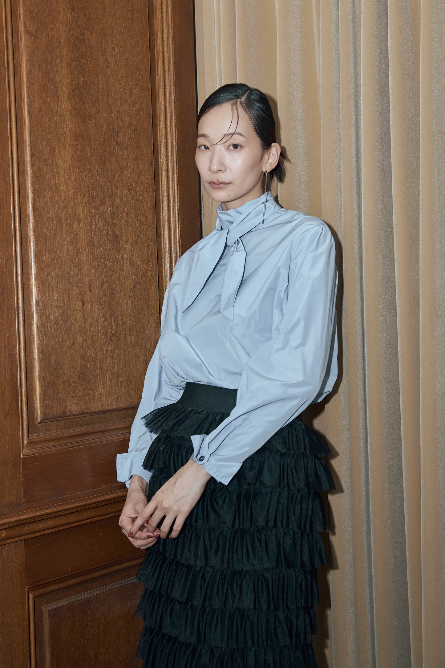 タフタボウタイブラウス(アイボリー)