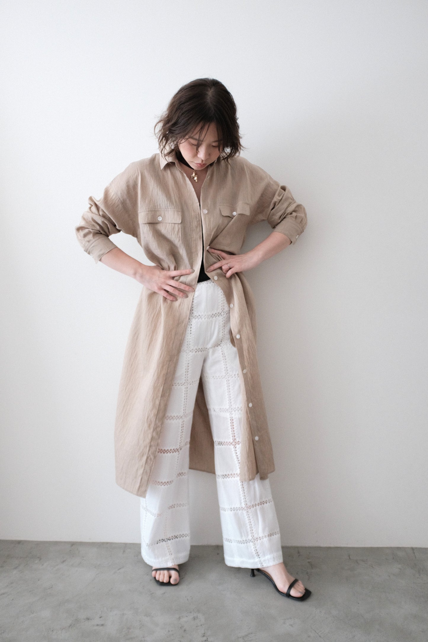 【4月27日 発売】コットンコード刺繍レースパンツ(アイボリー)
