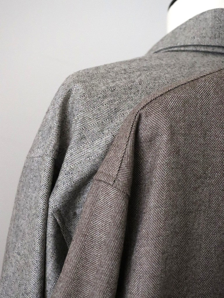 サキソニーヘリンボーンコンパクトシャツ(ブラウン)