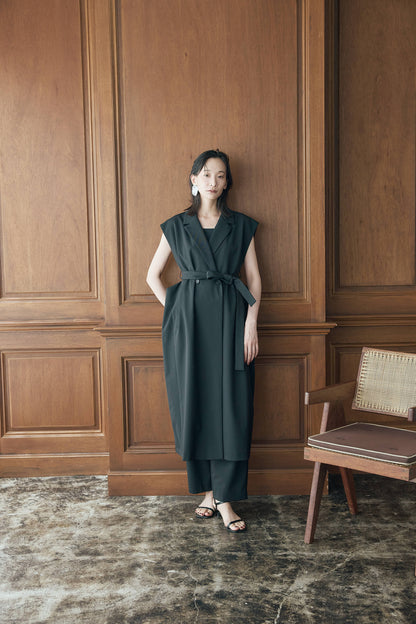 ウールギャバロングジレ（ベージュ）