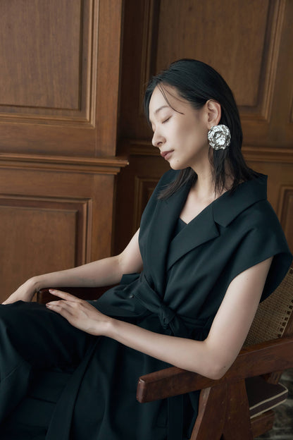 ウールギャバロングジレ（ブラック）