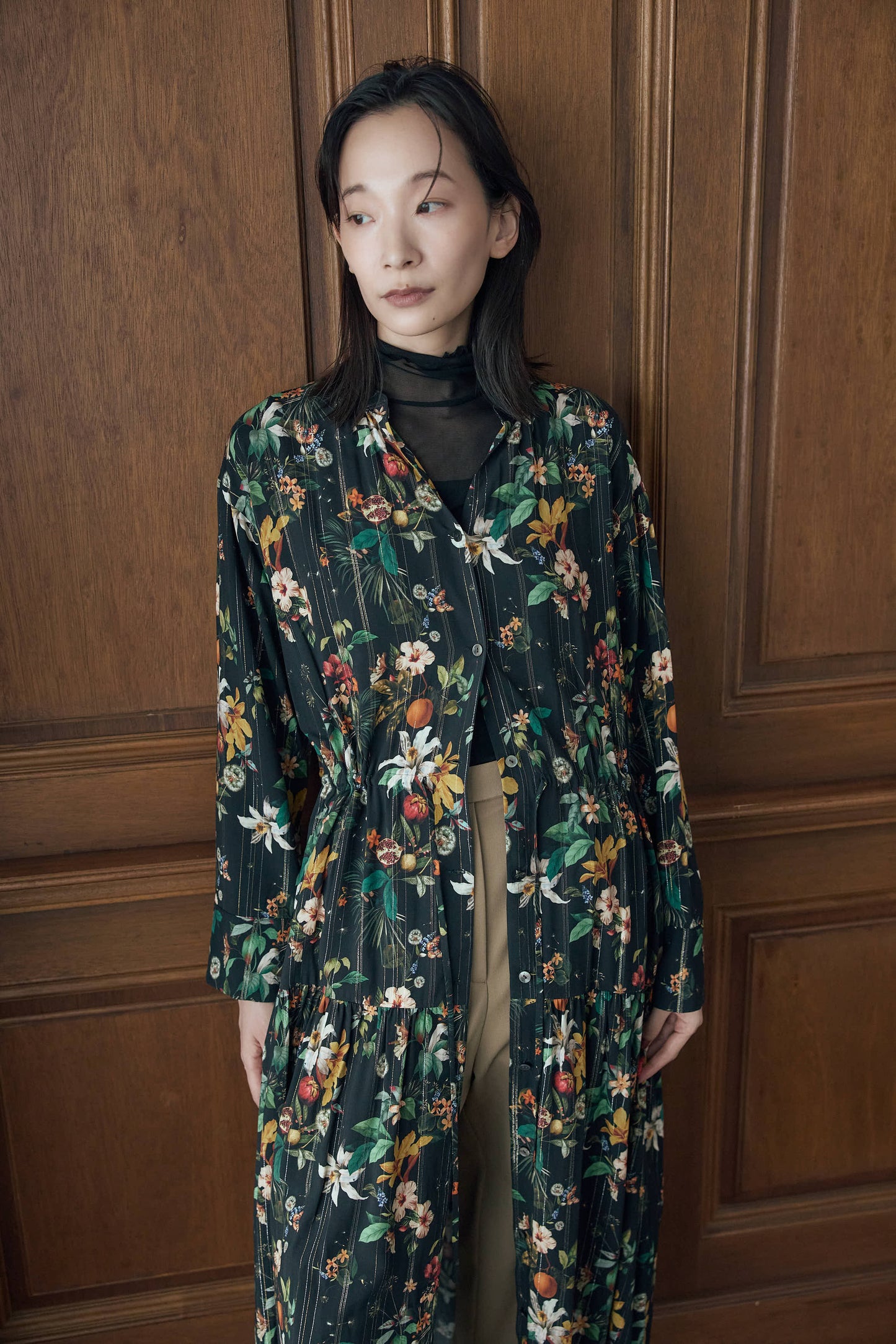 フラワーラメプリントワンピース