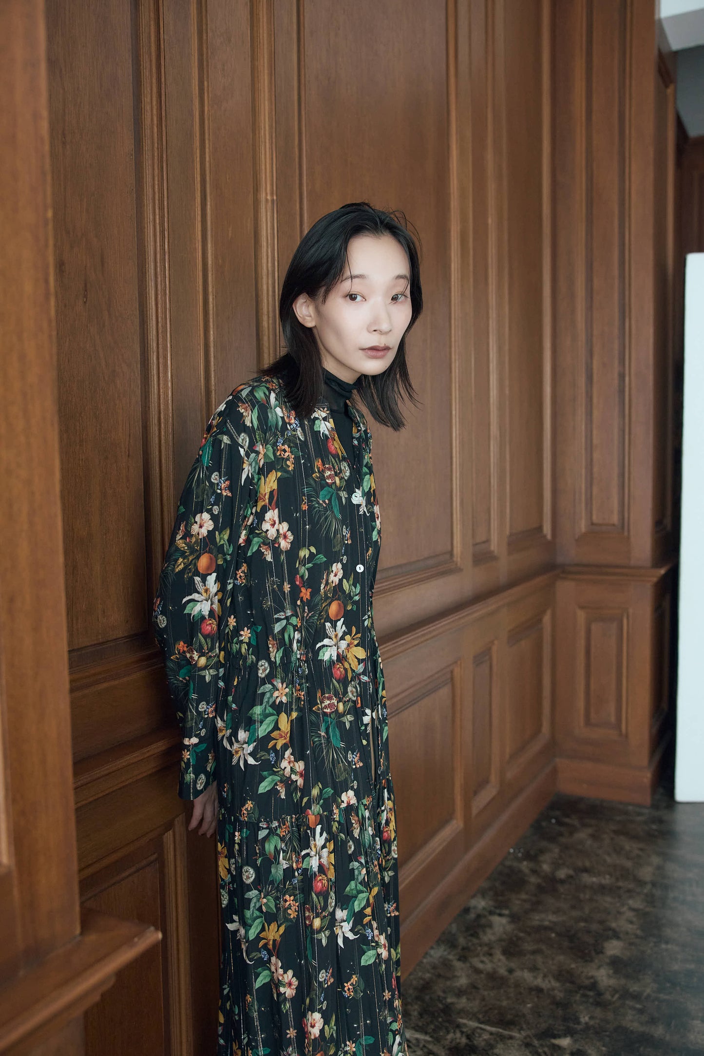 フラワーラメプリントワンピース