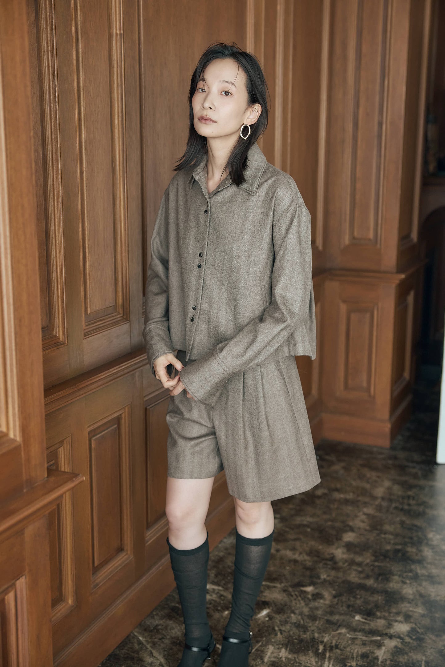 サキソニーヘリンボーンショートパンツ