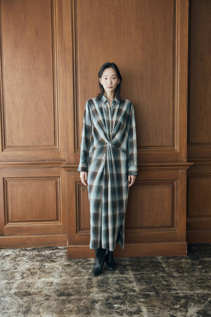 マドラスチェックシャツワンピース（レッド）