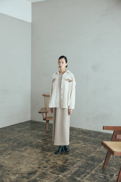 スパンコール刺繍デニムシャツ（アイボリー）