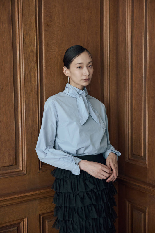 タフタボウタイブラウス（ブルー）