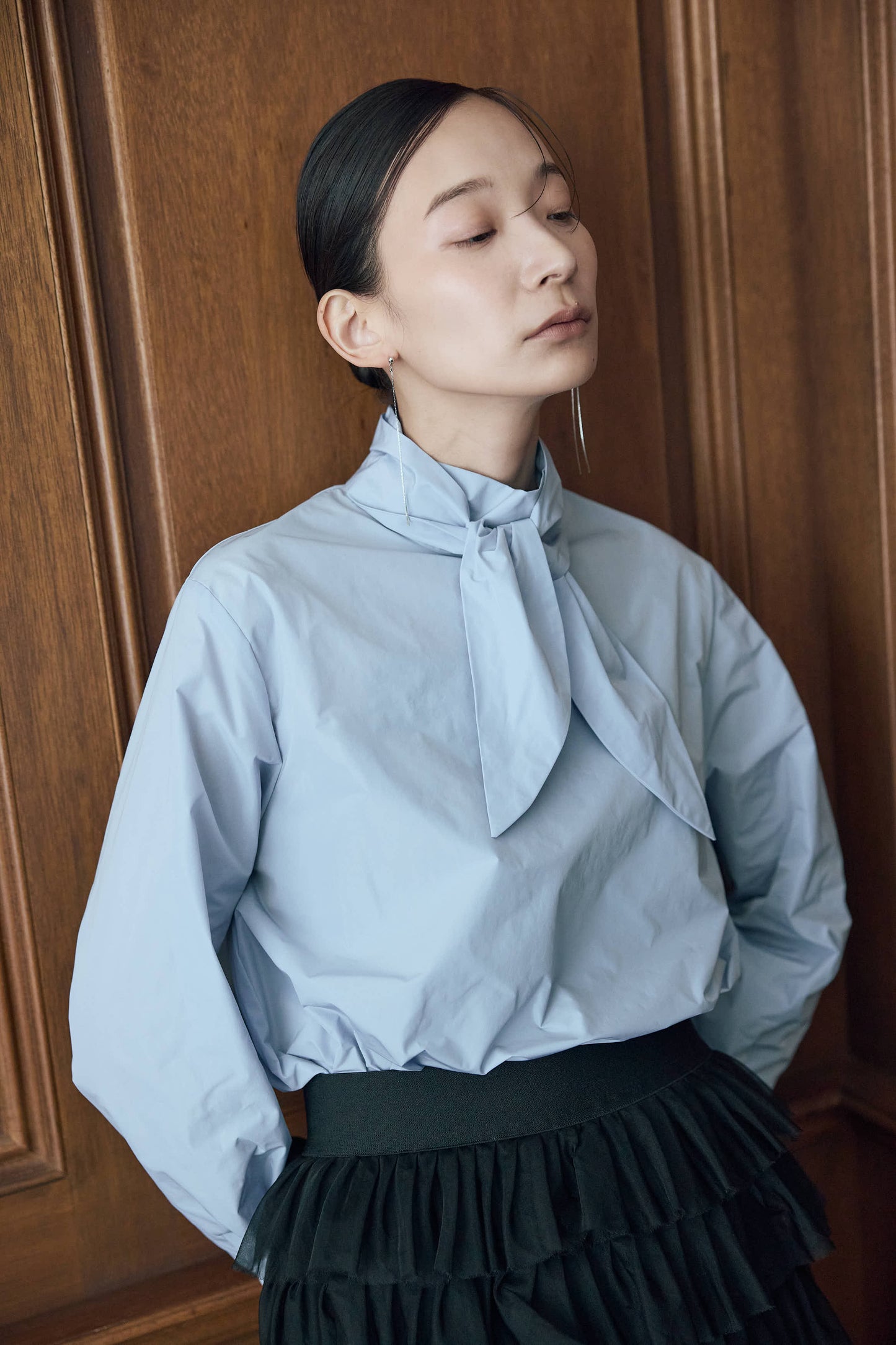 タフタボウタイブラウス（ブルー）