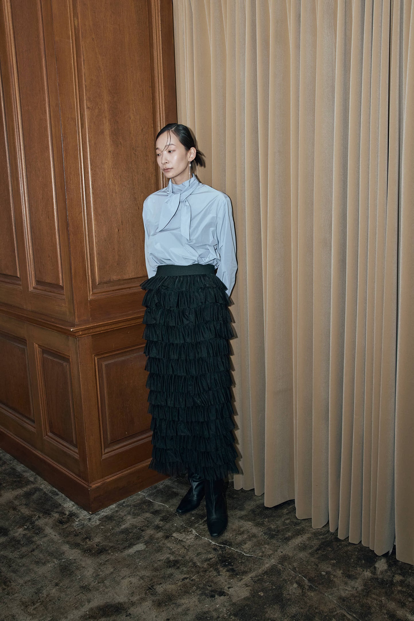 タフタボウタイブラウス（ブルー）