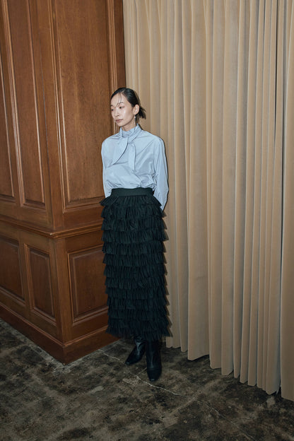 タフタボウタイブラウス（ブルー）