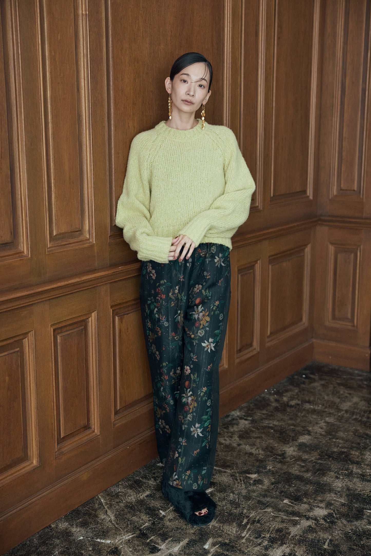 ベビーアルパカ プルオーバーニット（イエロー）