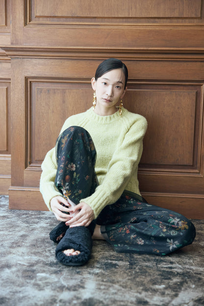 フラワーラメプリントオーガンジーパンツ