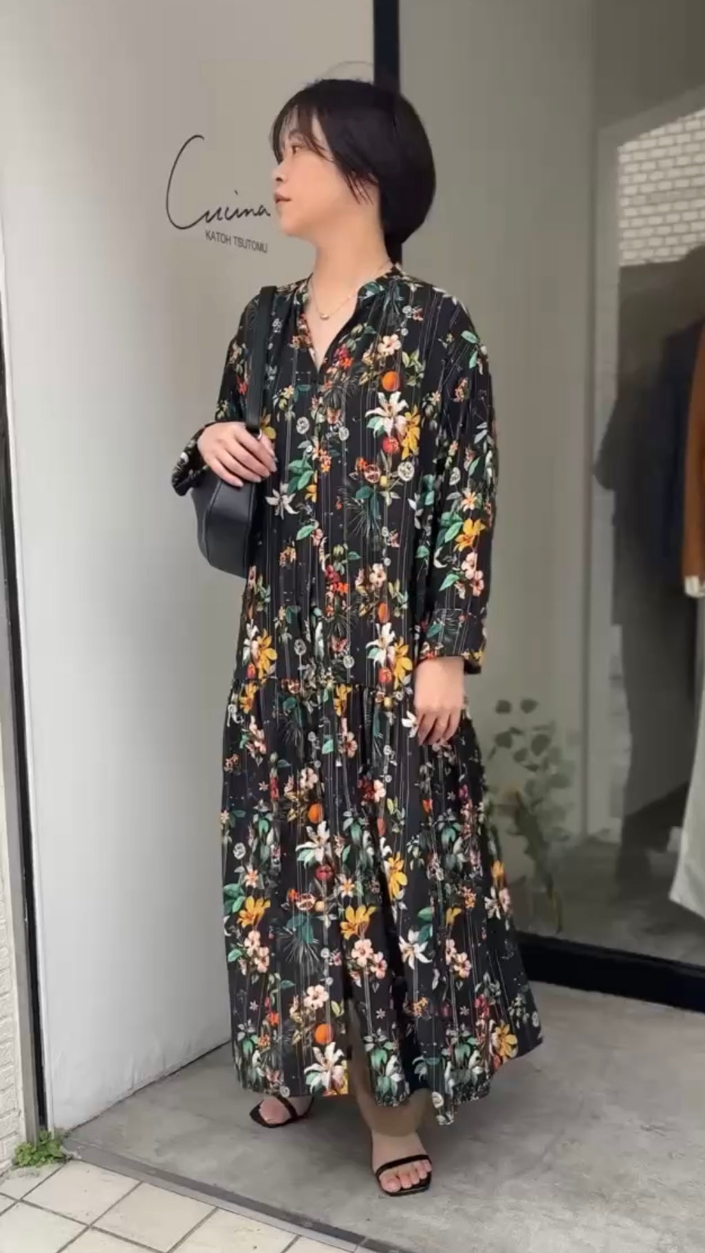 フラワーラメプリントワンピース