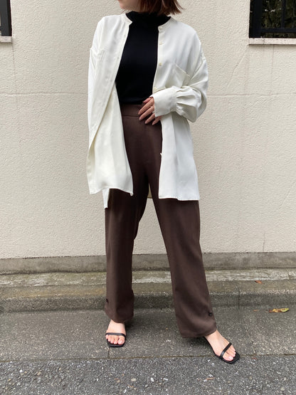 キュプラサテンノーカラーシャツ