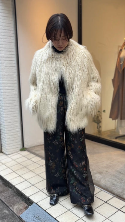 フラワーラメプリントオーガンジーパンツ