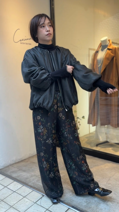 フラワーラメプリントオーガンジーパンツ