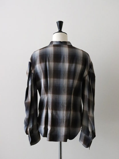 マドラスチェックボリュームブラウス（レッド）