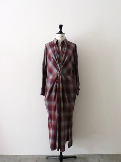 マドラスチェックシャツワンピース（レッド）