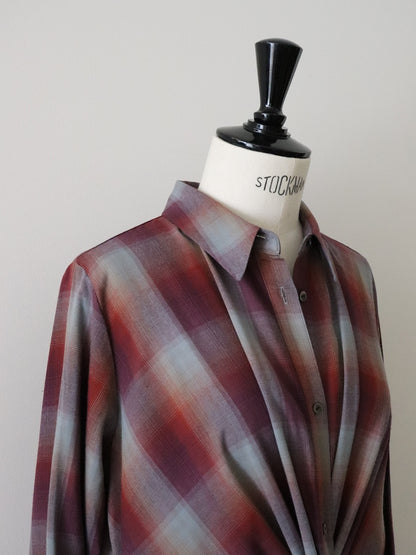 マドラスチェックシャツワンピース（レッド）