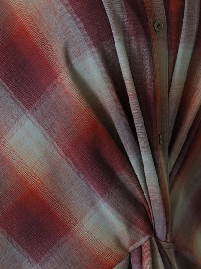 マドラスチェックシャツワンピース（レッド）