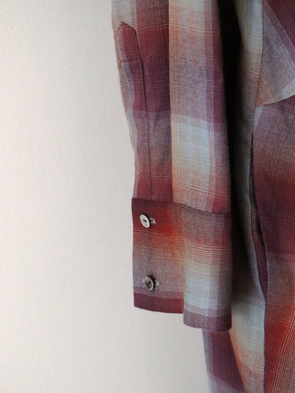 マドラスチェックシャツワンピース（レッド）