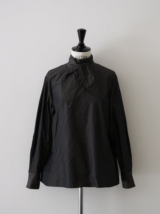 タフタドットボウタイブラウス（ブラウン）