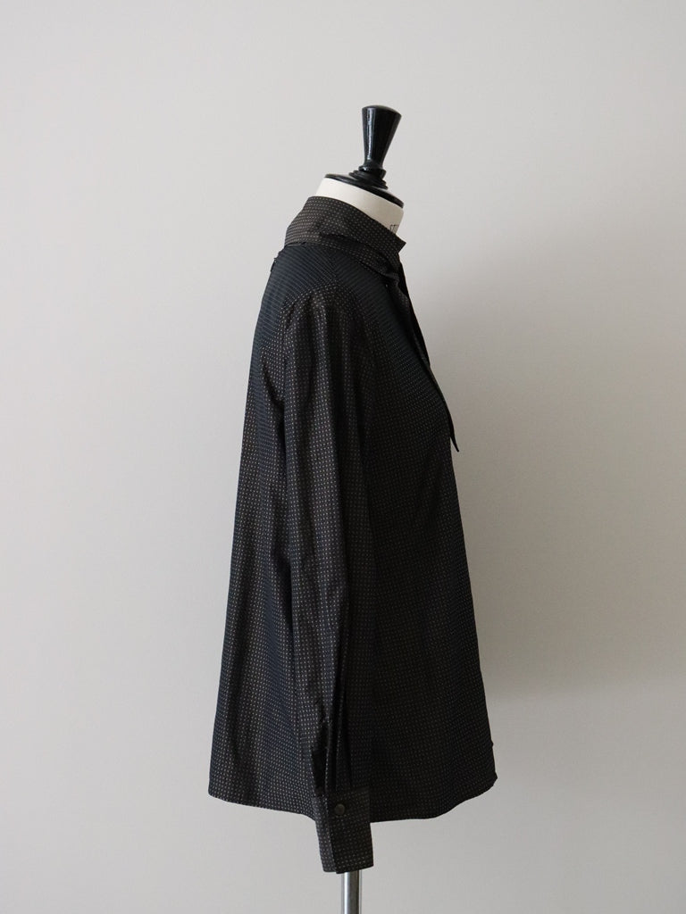 タフタドットボウタイブラウス（ブラウン）