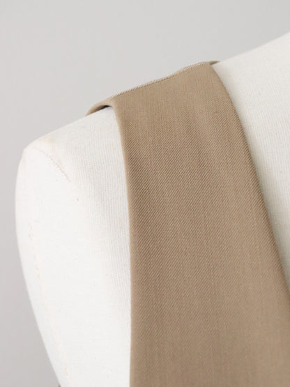 ウールギャバUネックワンピース（キャメル）