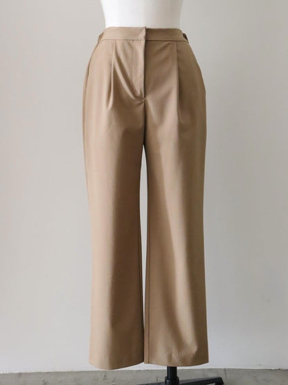 ウールギャバストレートパンツ（キャメル）