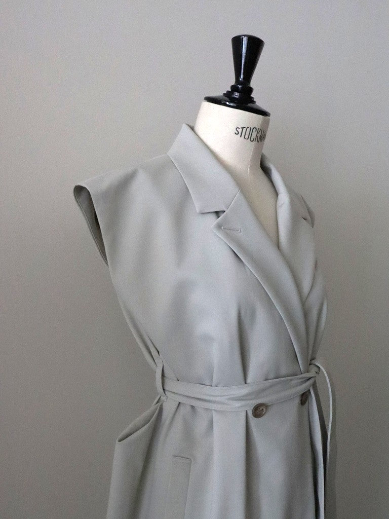 ウールギャバロングジレ（ベージュ）