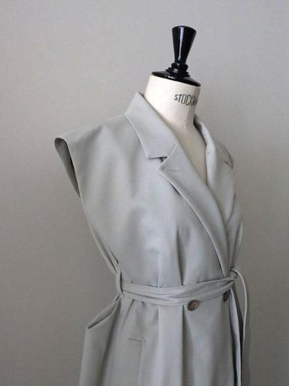 ウールギャバロングジレ（ベージュ）