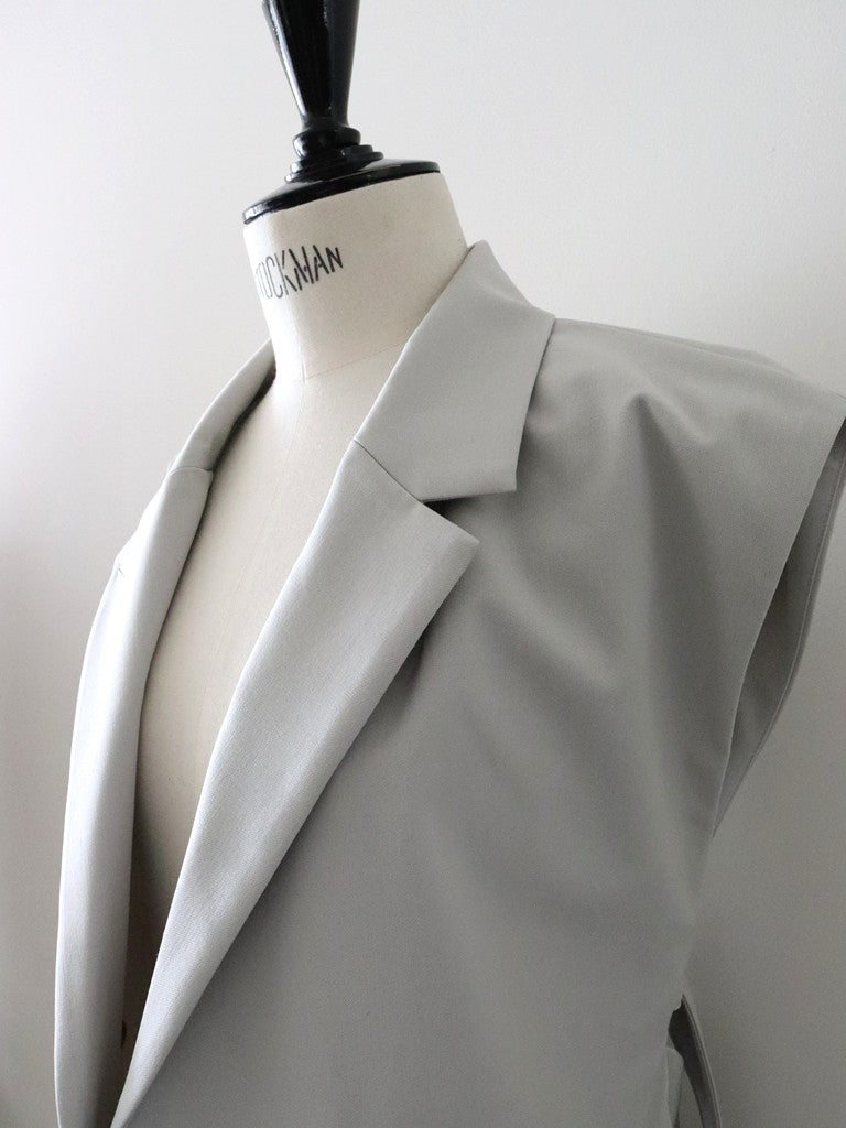 ウールギャバロングジレ（ベージュ）