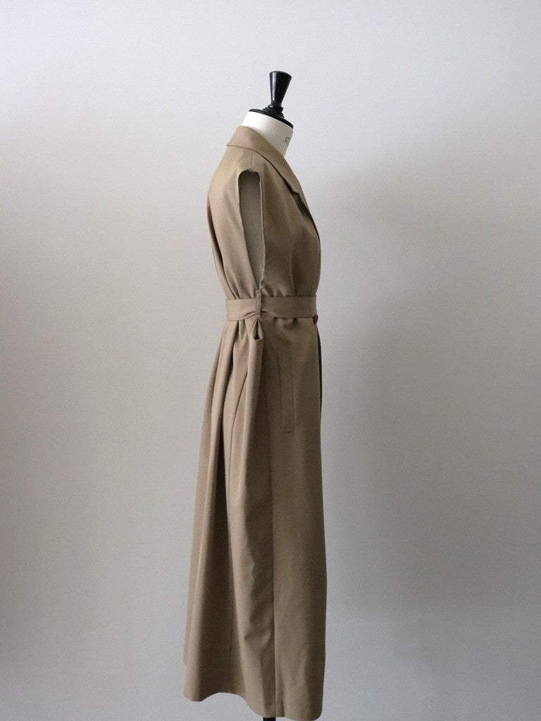 ウールギャバロングジレ（キャメル）