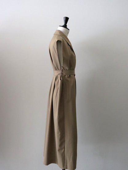 ウールギャバロングジレ（キャメル）