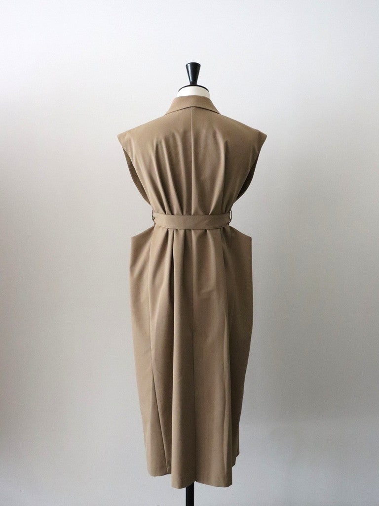 ウールギャバロングジレ（キャメル）