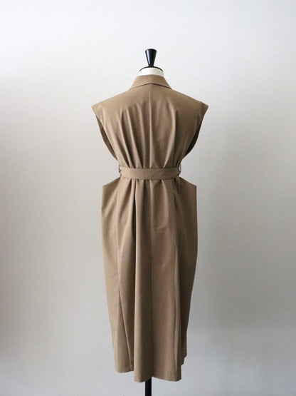 ウールギャバロングジレ（キャメル）