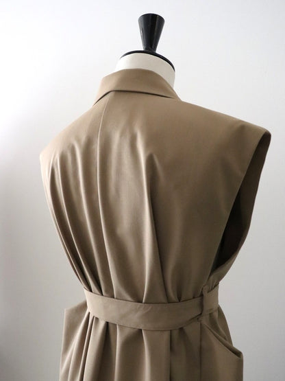 ウールギャバロングジレ（キャメル）