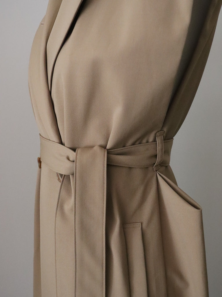 ウールギャバロングジレ（キャメル）