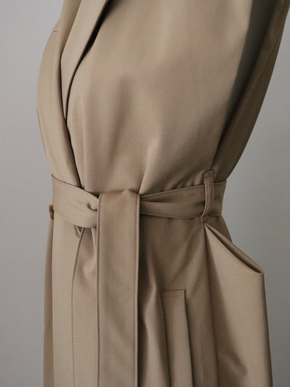 ウールギャバロングジレ（キャメル）