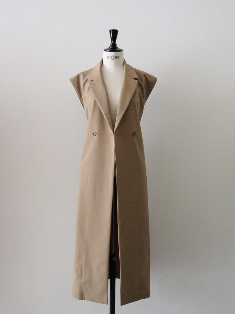 ウールギャバロングジレ（キャメル）