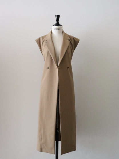 ウールギャバロングジレ（キャメル）