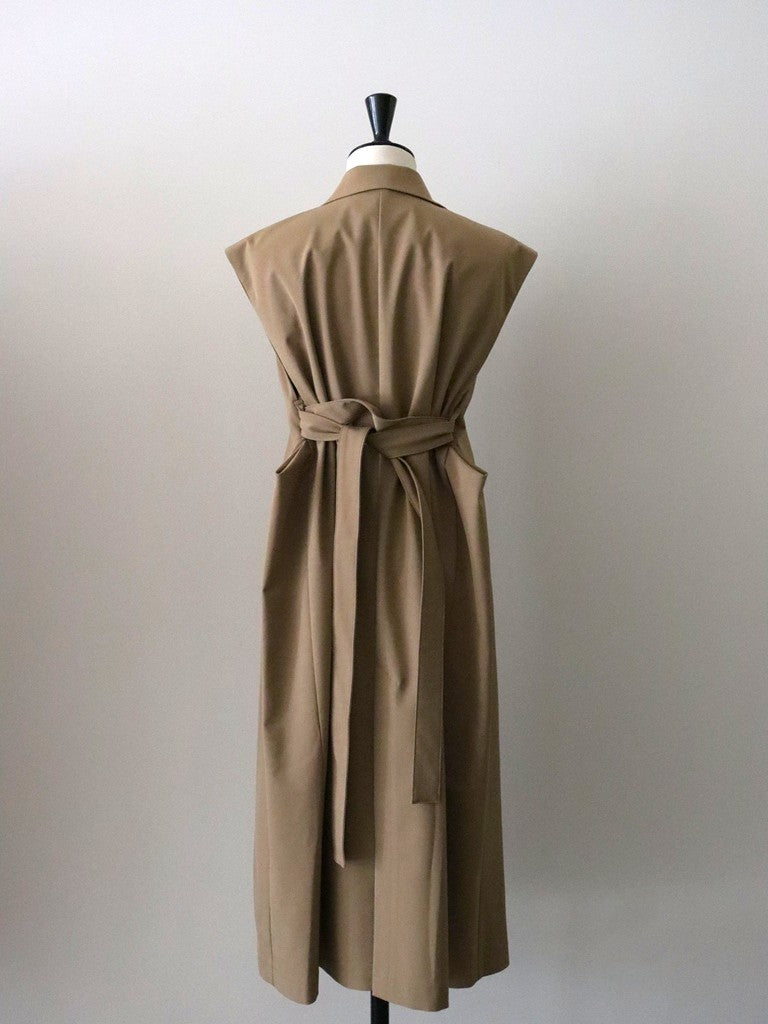 ウールギャバロングジレ（キャメル）