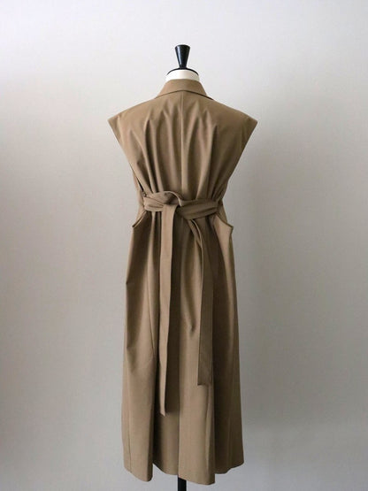 ウールギャバロングジレ（キャメル）