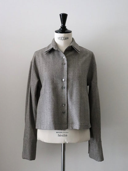 サキソニーヘリンボーンコンパクトシャツ（ブラック）