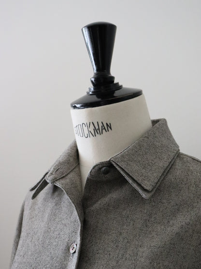 サキソニーヘリンボーンコンパクトシャツ（ブラック）