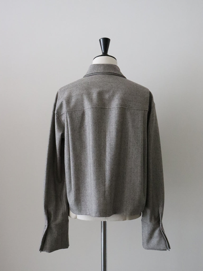 サキソニーヘリンボーンコンパクトシャツ（ブラック）