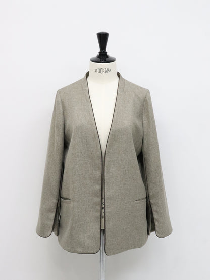 メランジスリットZIPジャケット（モカチャ）