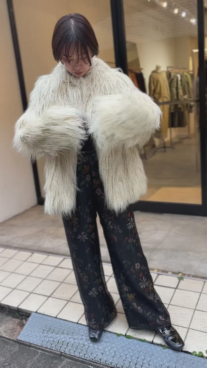 フラワーラメプリントオーガンジーパンツ