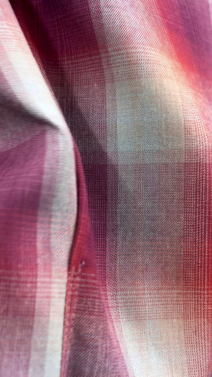 マドラスチェックボリュームブラウス（レッド）