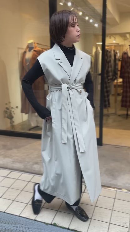 ウールギャバロングジレ（ベージュ）